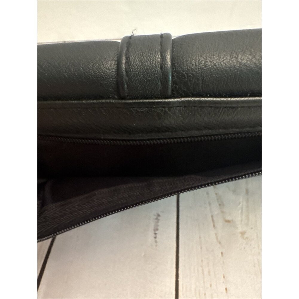 Tahari Black Womens Faux Leather Trifold Wallet Identity Protect Lining 8x5” EUC - Picture 4 of 6